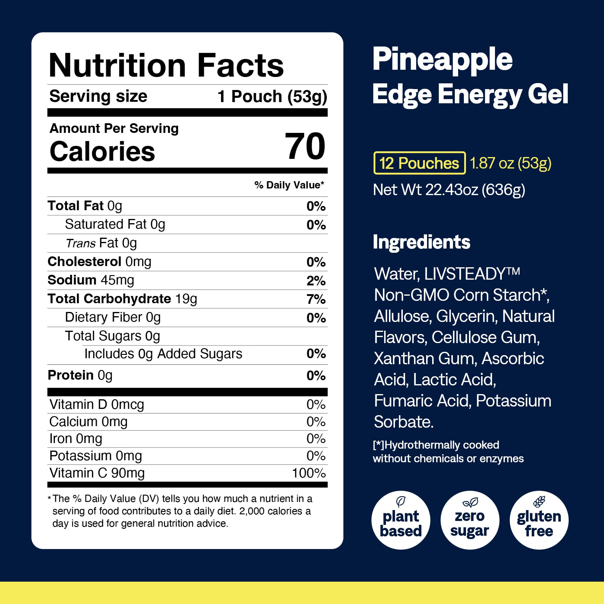 UCAN Edge pineapple gel shot in hand during a run