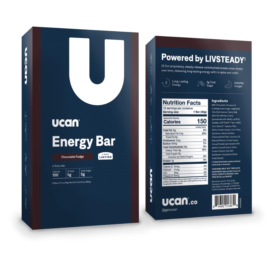 UCAN Energy Bar Chocolate Fudge texture conveys rich, chewy indulgence.