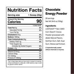 UCAN Energy Powder chocolate serving scoop demonstrates crash-free fueling for training sessions.