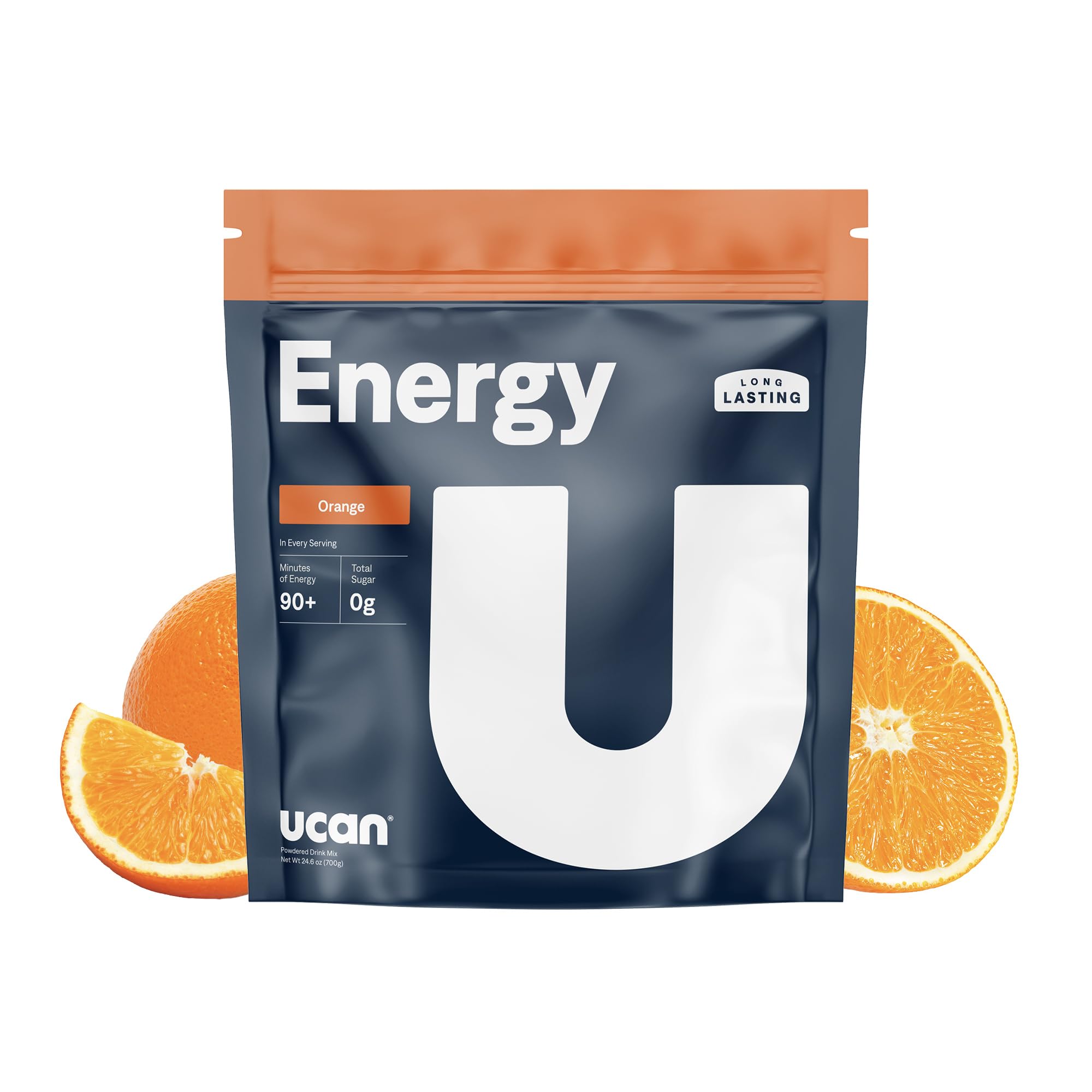 UCAN Energy Powder Tropical Orange bottle with a steady, crash-free energy label