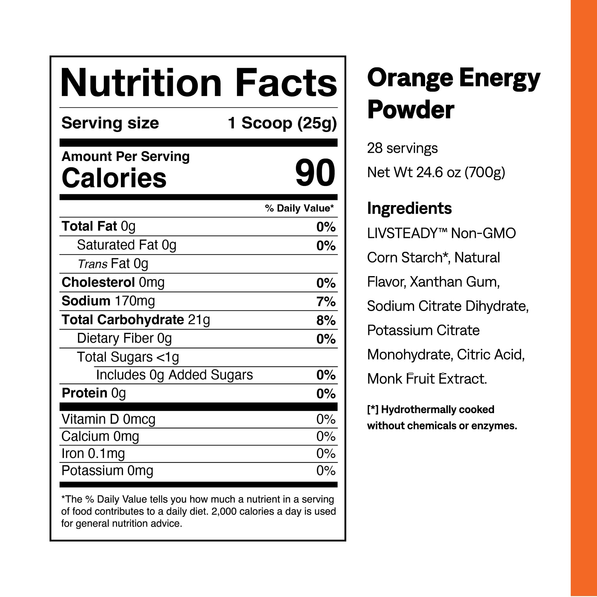 UCAN Energy Powder Tropical Orange pour shows smooth mix for sustained workouts