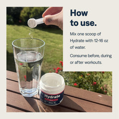 UCAN Hydrate pour image highlighting quick mix and refreshing watermelon flavor.