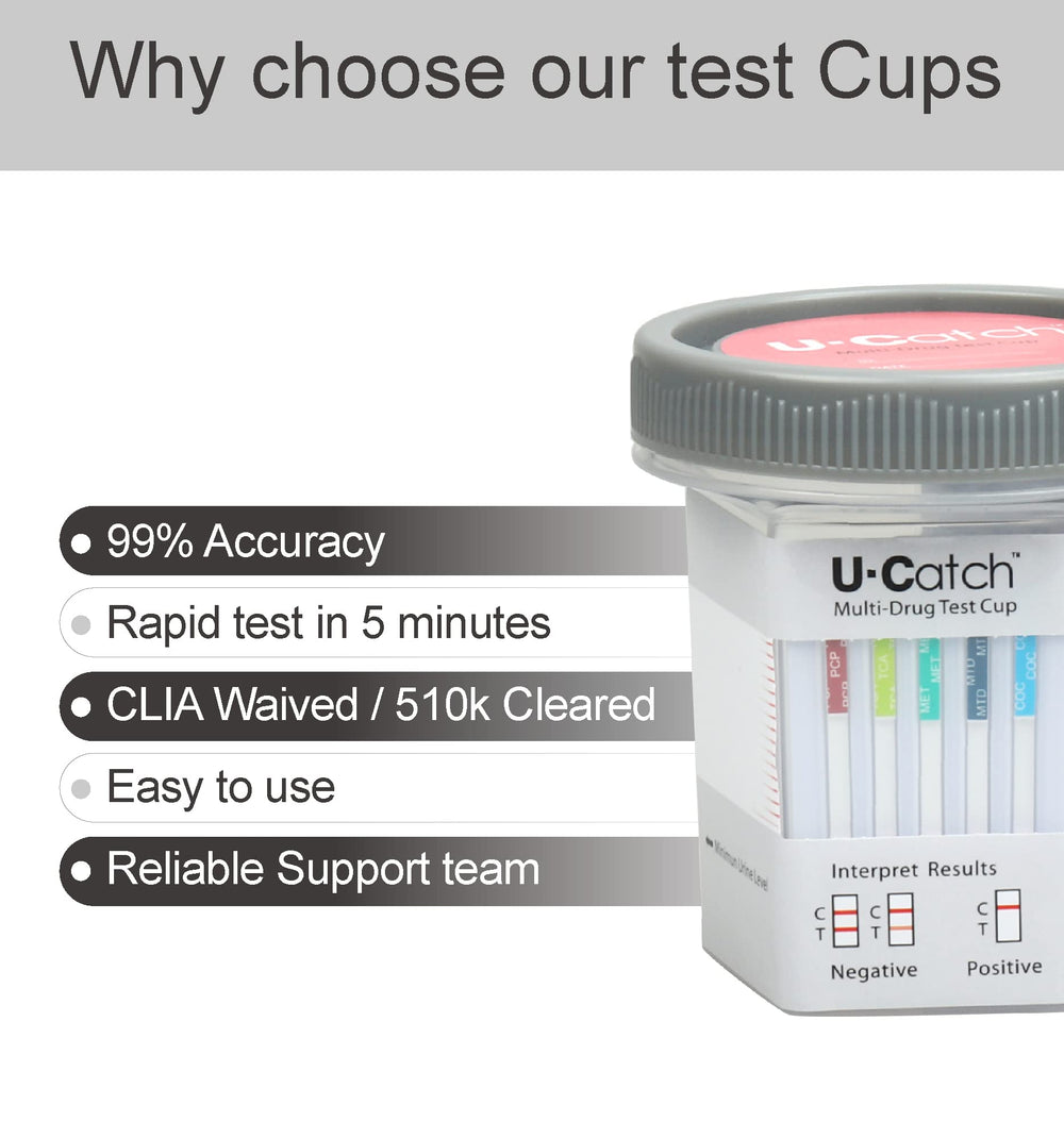 U Catch Plus tear-off result label for fast, clean reads.