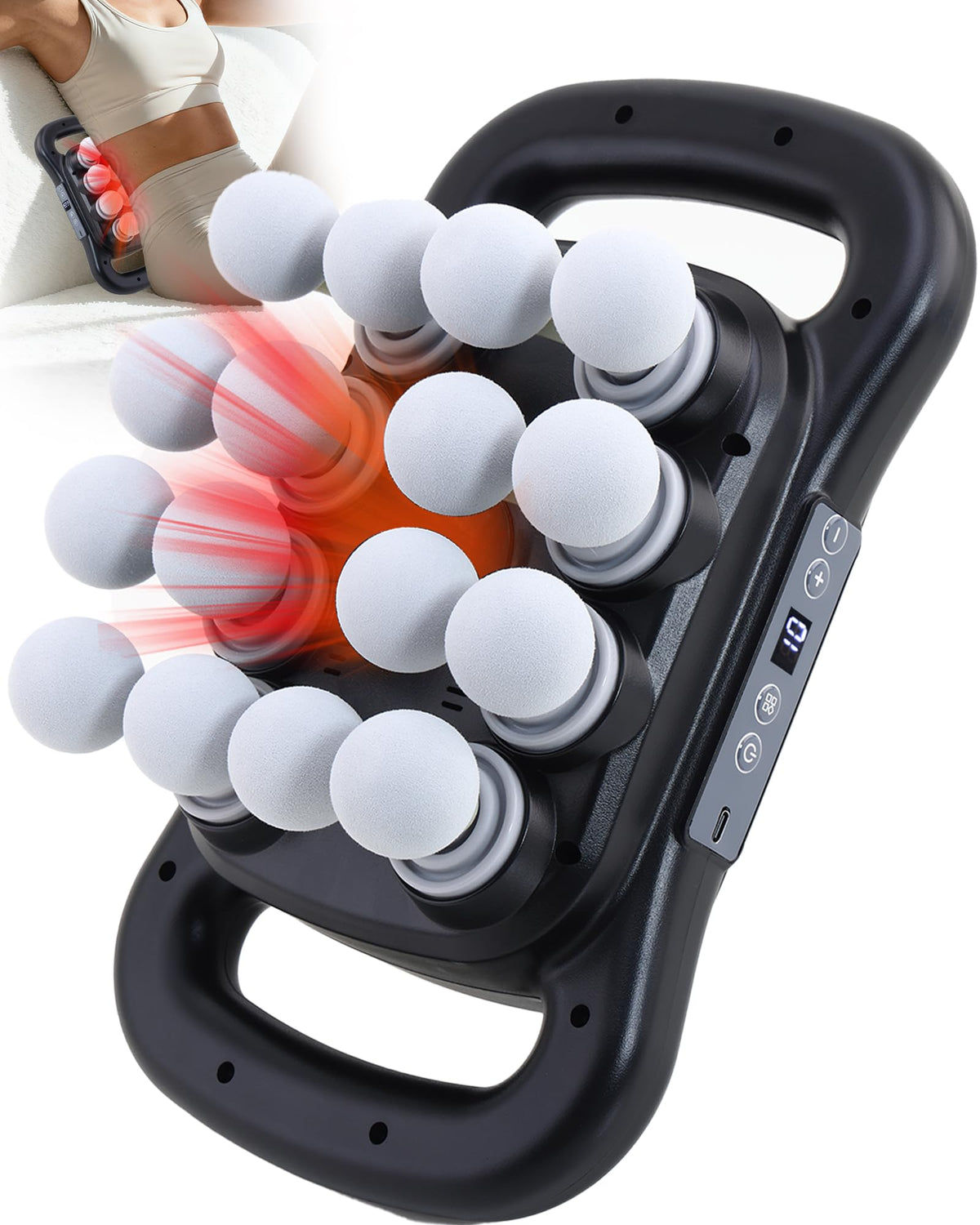 UFFAE 16-head massage gun with front view for targeted deep tissue relief