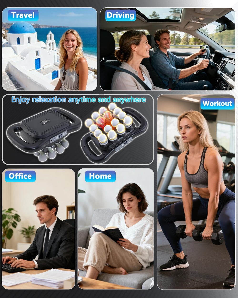 UFFAE handheld massager shown in use for personal recovery sessions