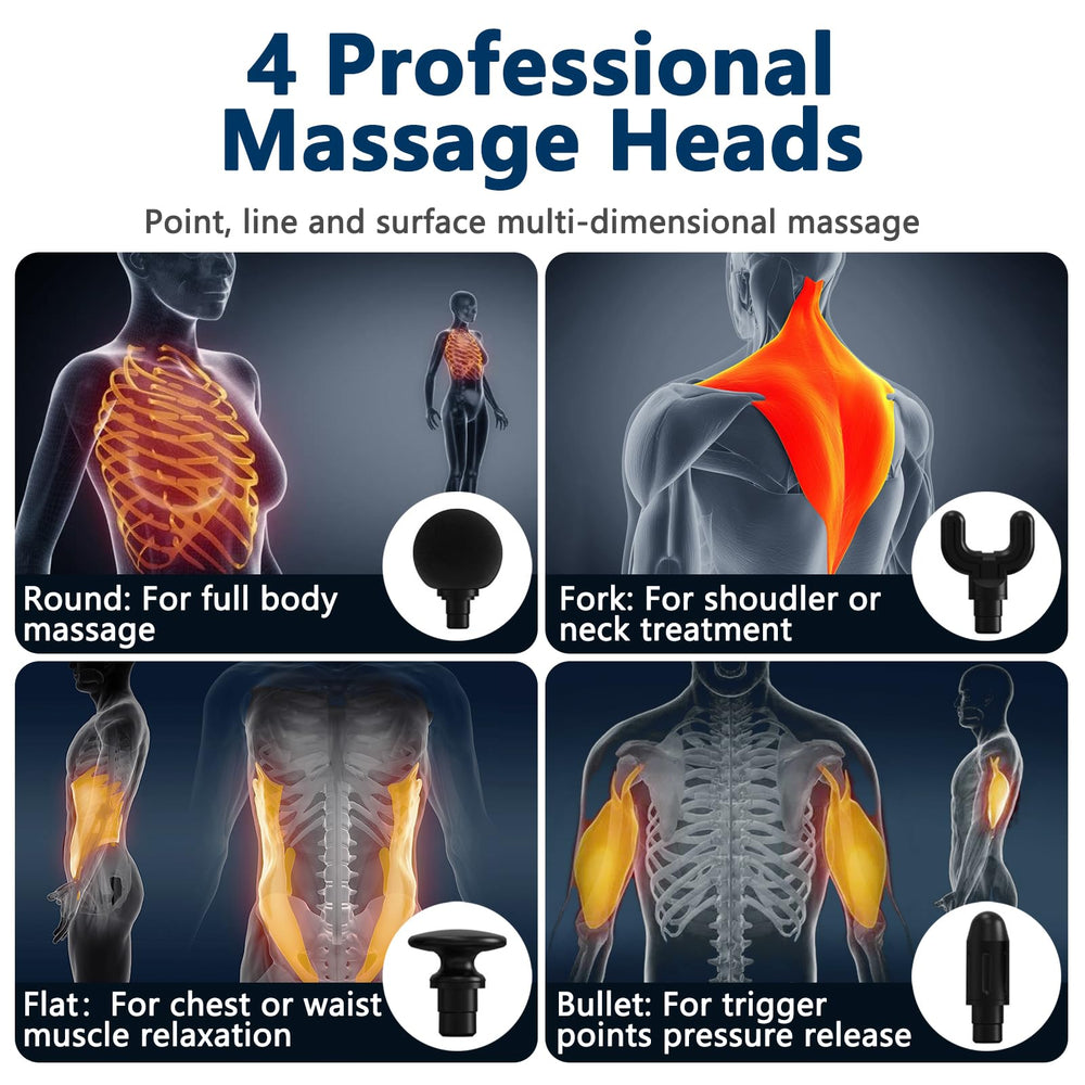 UFFAE four-head massage gun enables versatile full-body treatments.