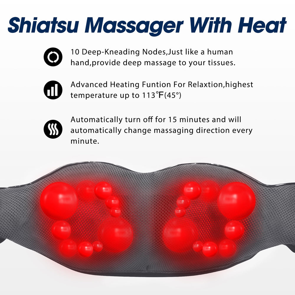 UFFAE Grey Shiatsu Massager back and shoulders in use for upper back massage.