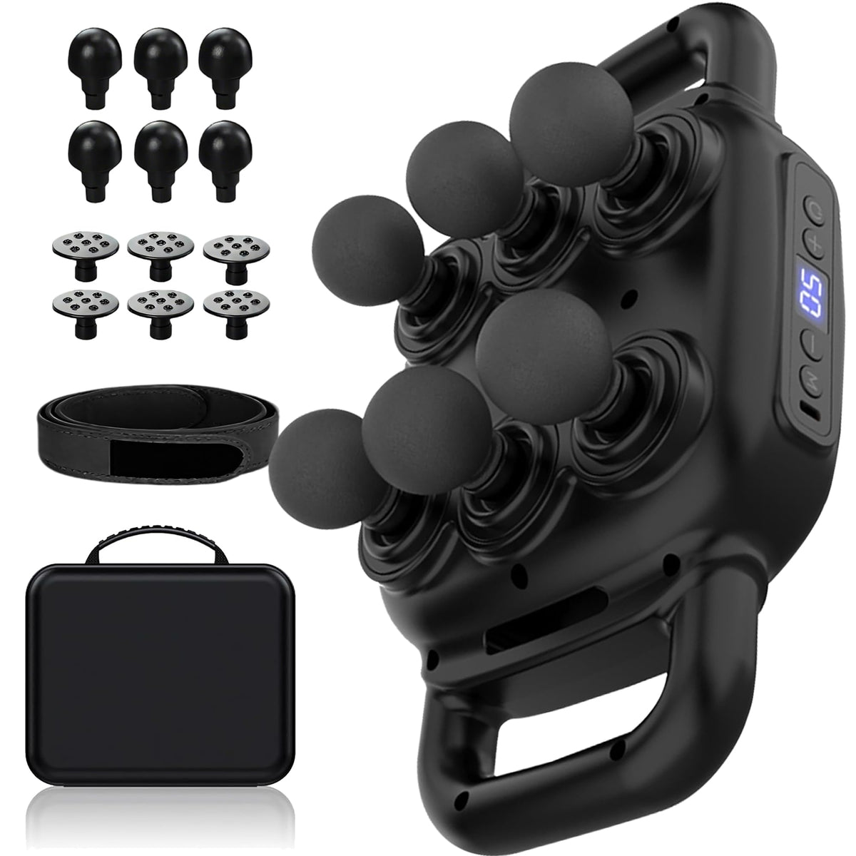 UFFAE six head massage gun front view for compact home use and relaxation