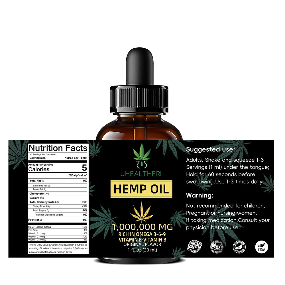 Uhealthfri hemp oil being added to coffee shows convenient morning routine.