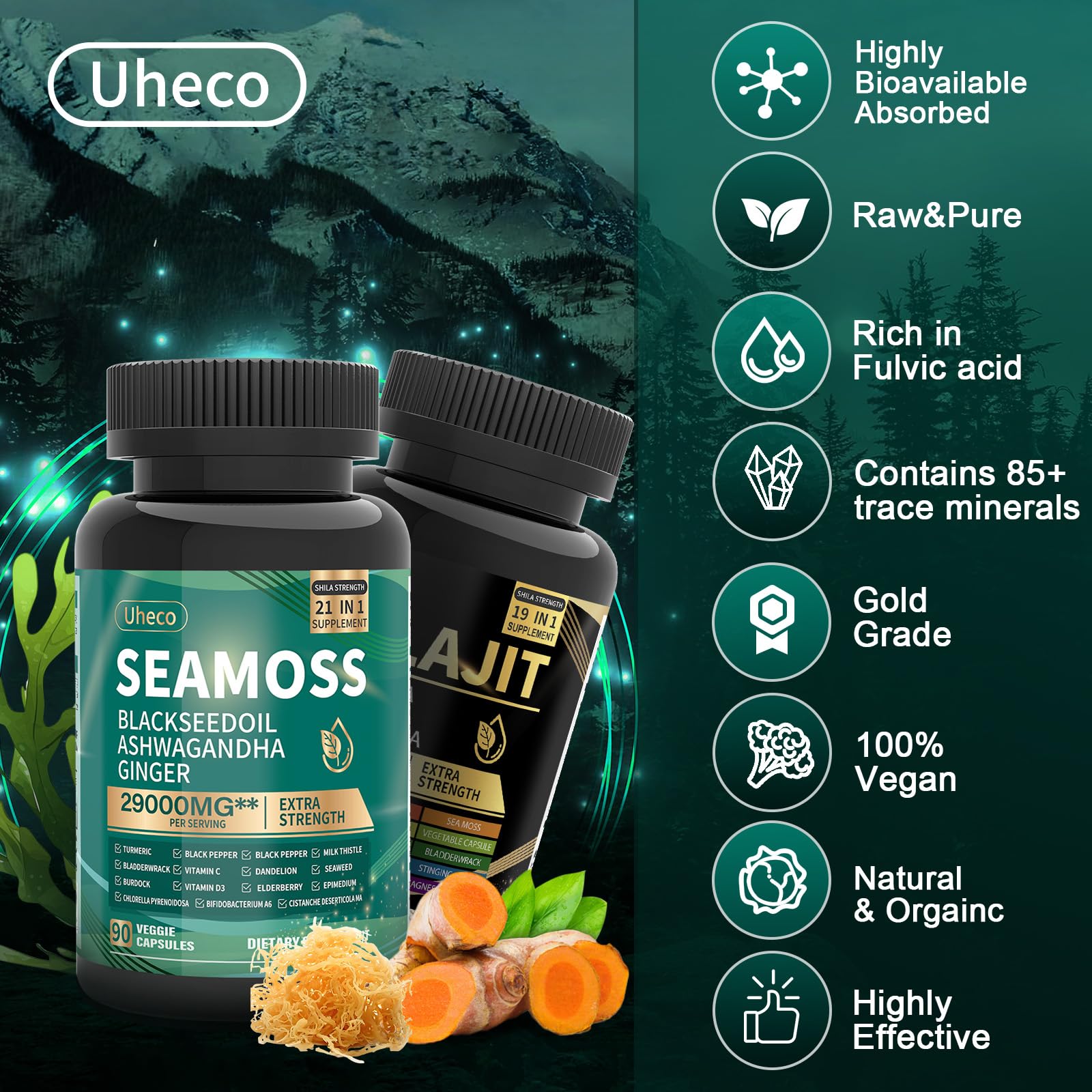 Uheco All-in-One mineral formula packaging conveys quality and trust.