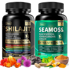 Uheco Shilajit and Sea Moss Vitality Bundle front view promotes daily wellness for busy lifestyles.