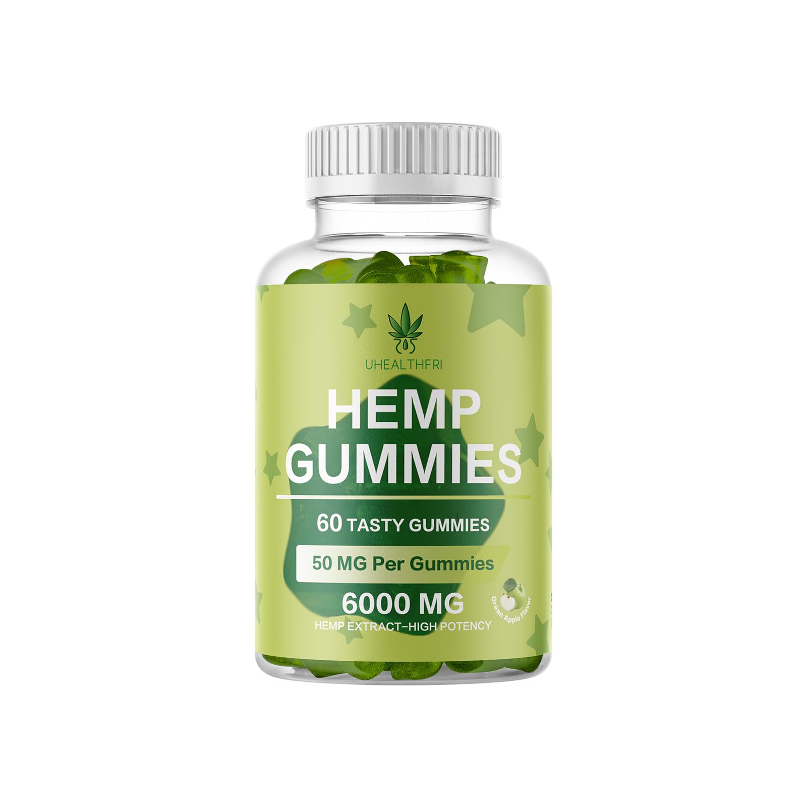 Uhealthfri Star Hemp Gummy bottle for easy daily wellness on the go.