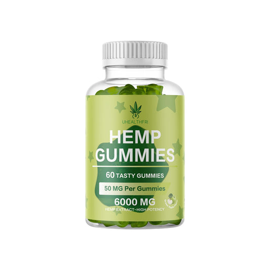 Uhealthfri Star Hemp Gummy bottle for easy daily wellness on the go.