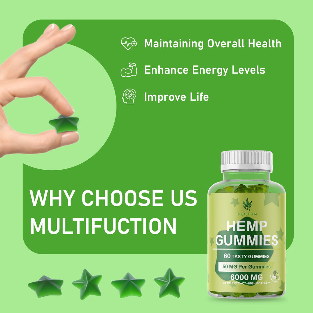 Uhealthfri Star Hemp Gummy packaging highlights portable daily use.
