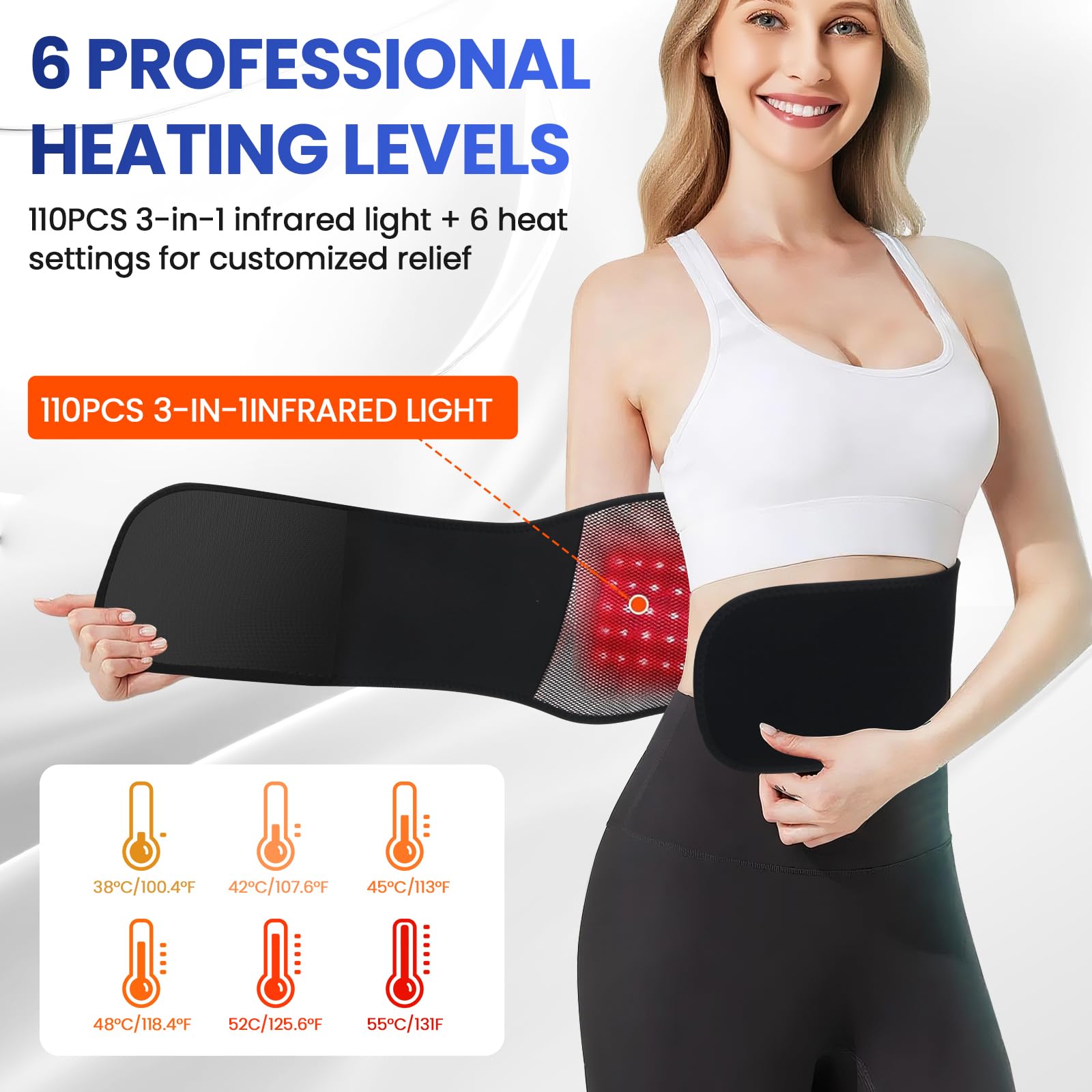 UISJL heat levels up to 55°C back massager for customizable warmth