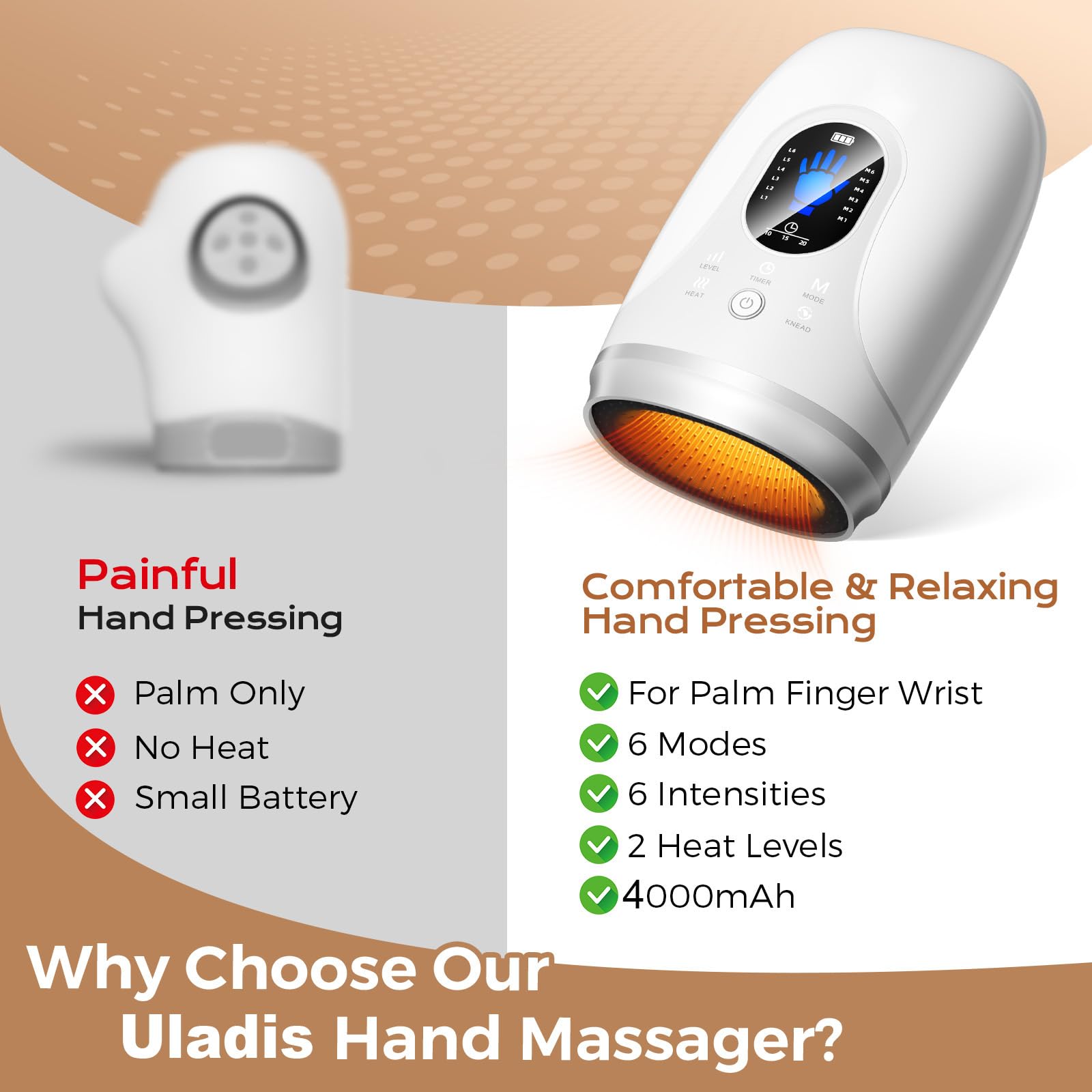 Uladis Hand Massager operates quietly, ideal for office or study breaks