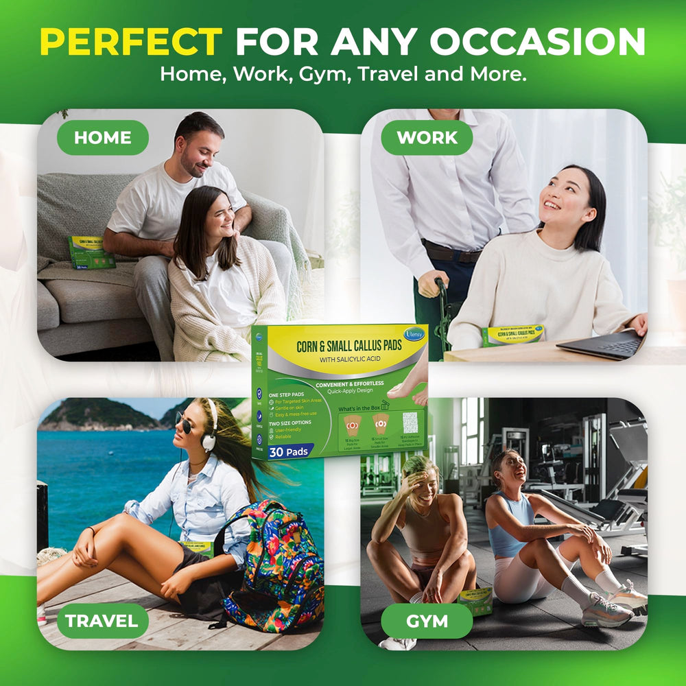Step-by-step application on the sole demonstrates easy home use.