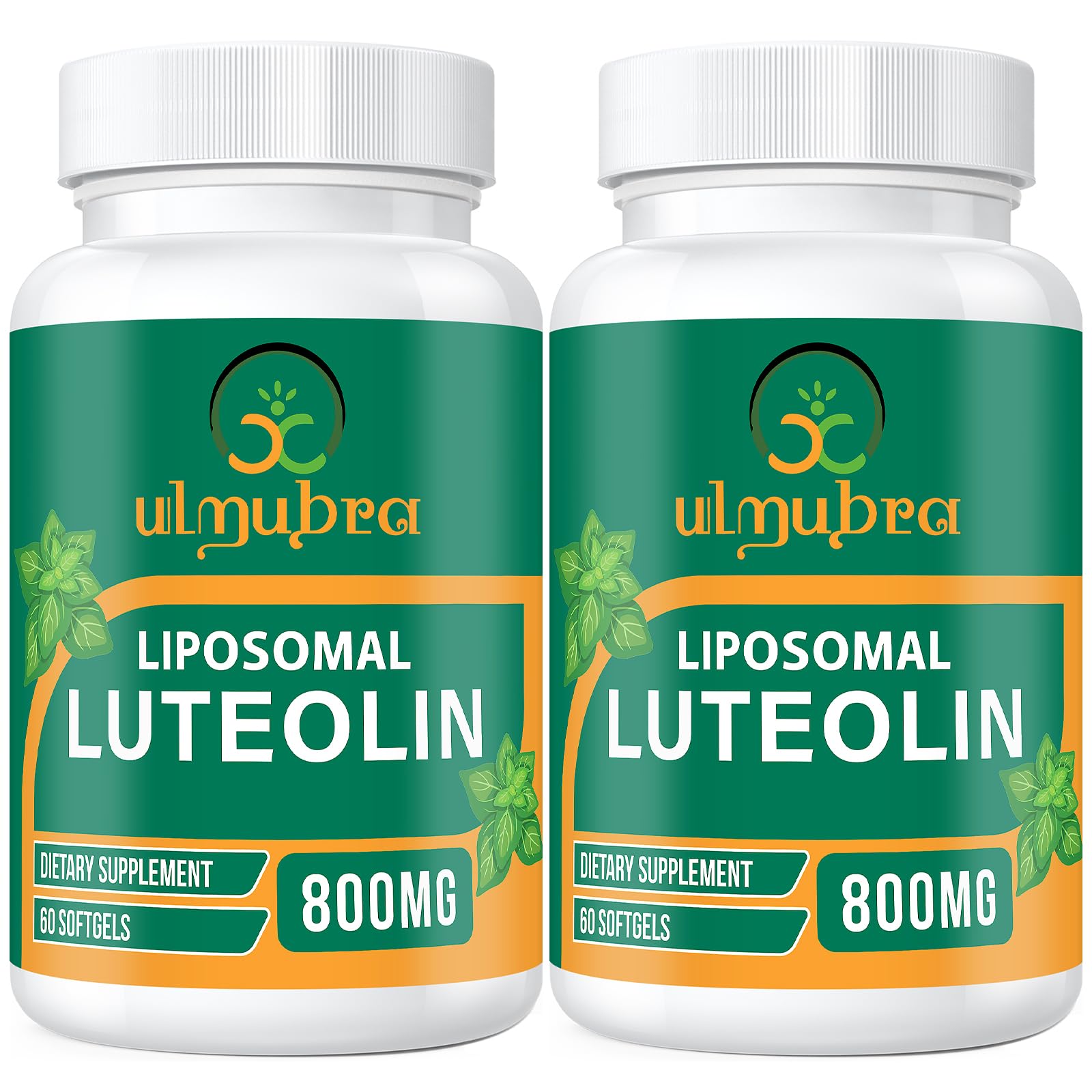 Ulmubra liposomal luteolin bottle highlighting high-potency formulation for daily antioxidant support.