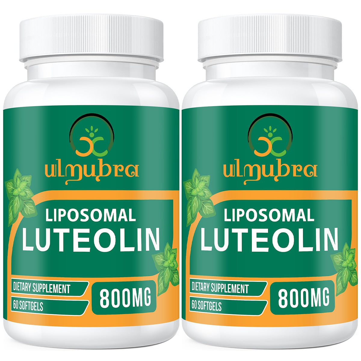 Ulmubra liposomal luteolin bottle highlighting high-potency formulation for daily antioxidant support.