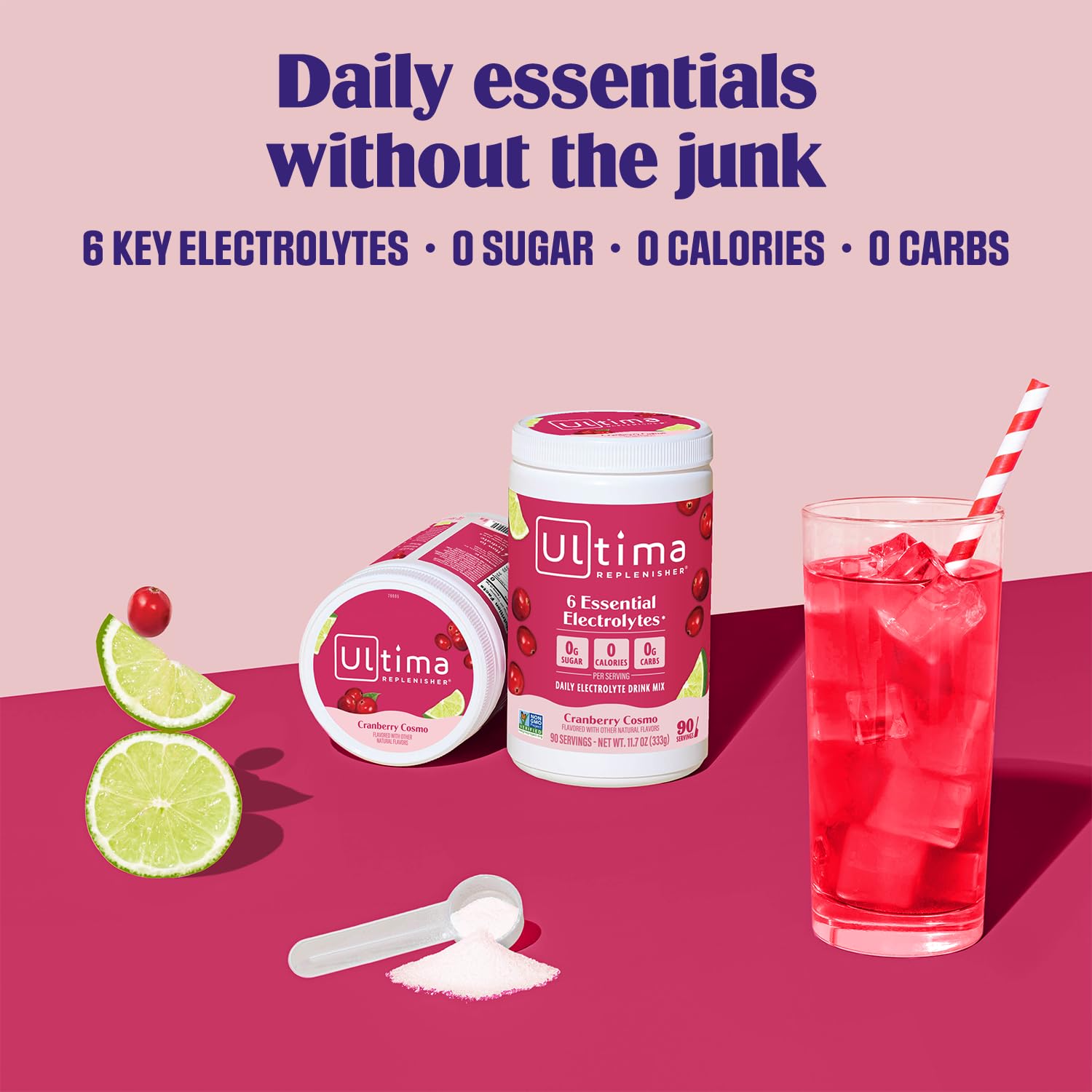 Ultima Replenisher scoop pouring into water for convenient electrolyte boost