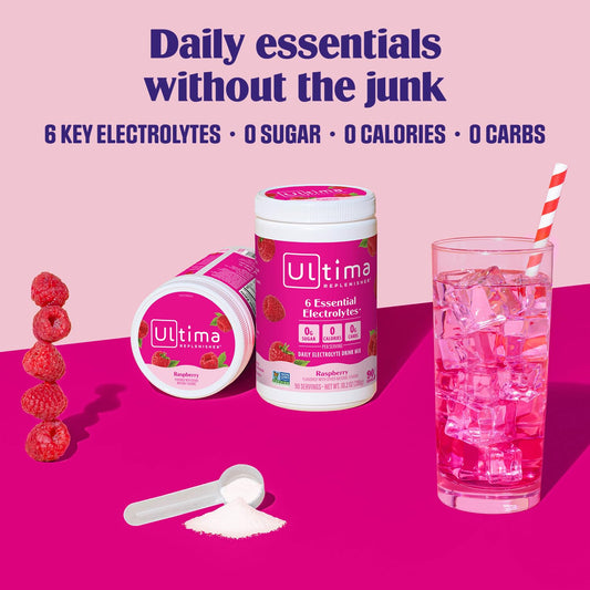 Dissolved raspberry electrolyte in water ready to drink