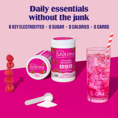 Dissolved raspberry electrolyte in water ready to drink