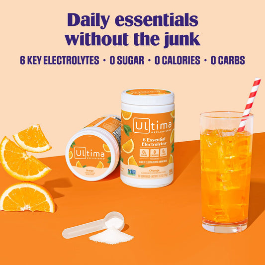Ultima Replenisher scoop dissolving in water for quick, sugar-free refreshment.