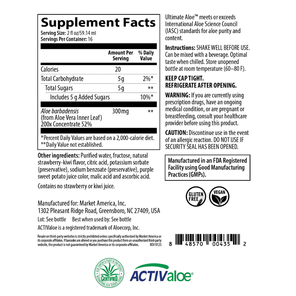 Ultimate Aloe label and glass suggesting a daily wellness ritual.