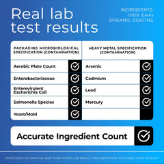 Ultimate EAA non-GMO seal highlighting pure ingredients for workouts