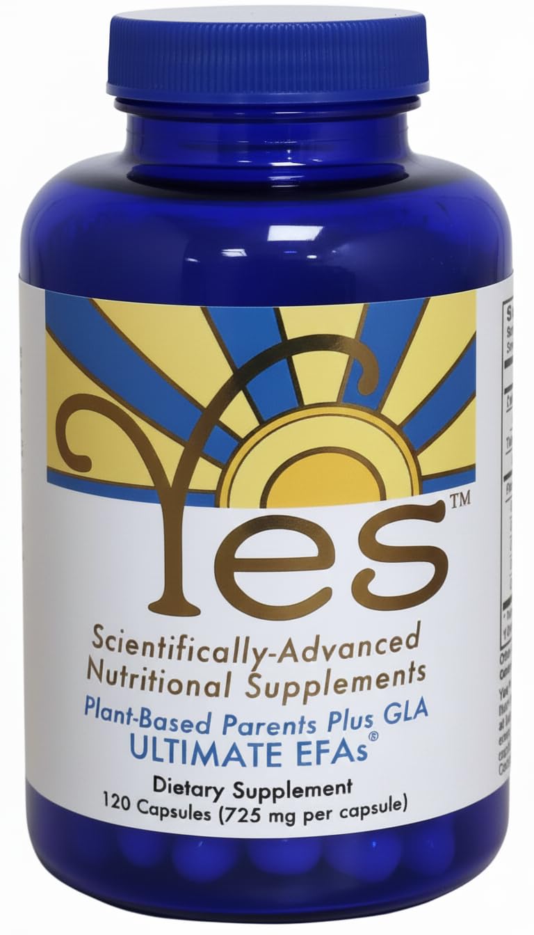 Ultimate EFAs YES bottle pour shows easy dosing with plant-based omega oils.