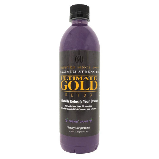 Ultimate Gold Detox Drink 20oz bottle front view for quick refreshment