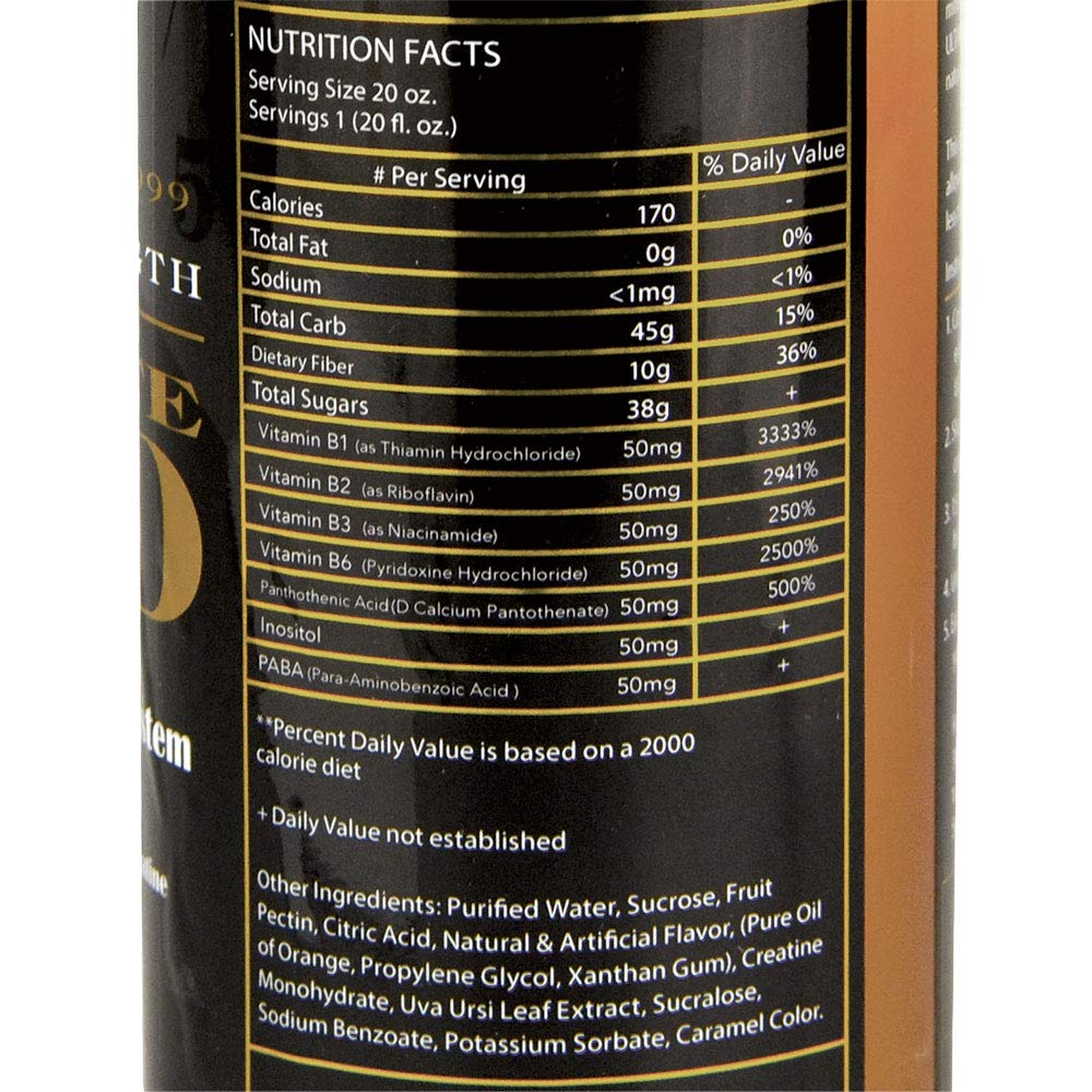 Ultimate Gold Detox Drink 20oz pineapple label closeup showcases flavor profile.