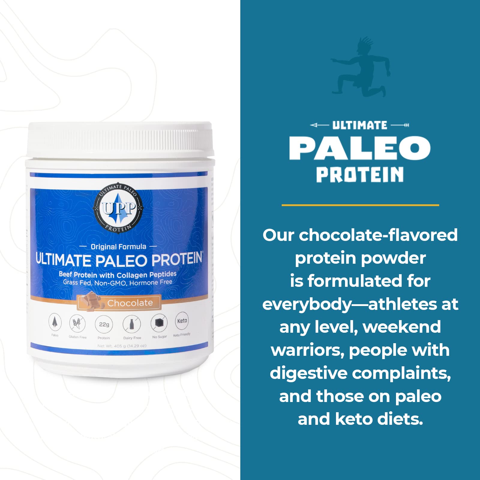 Ultimate Paleo Protein scoop measuring powder, ready for quick shakes
