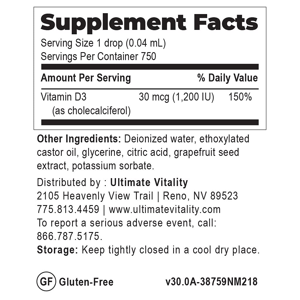 UltimateVitality one-drop daily dose delivers 1200 IU.