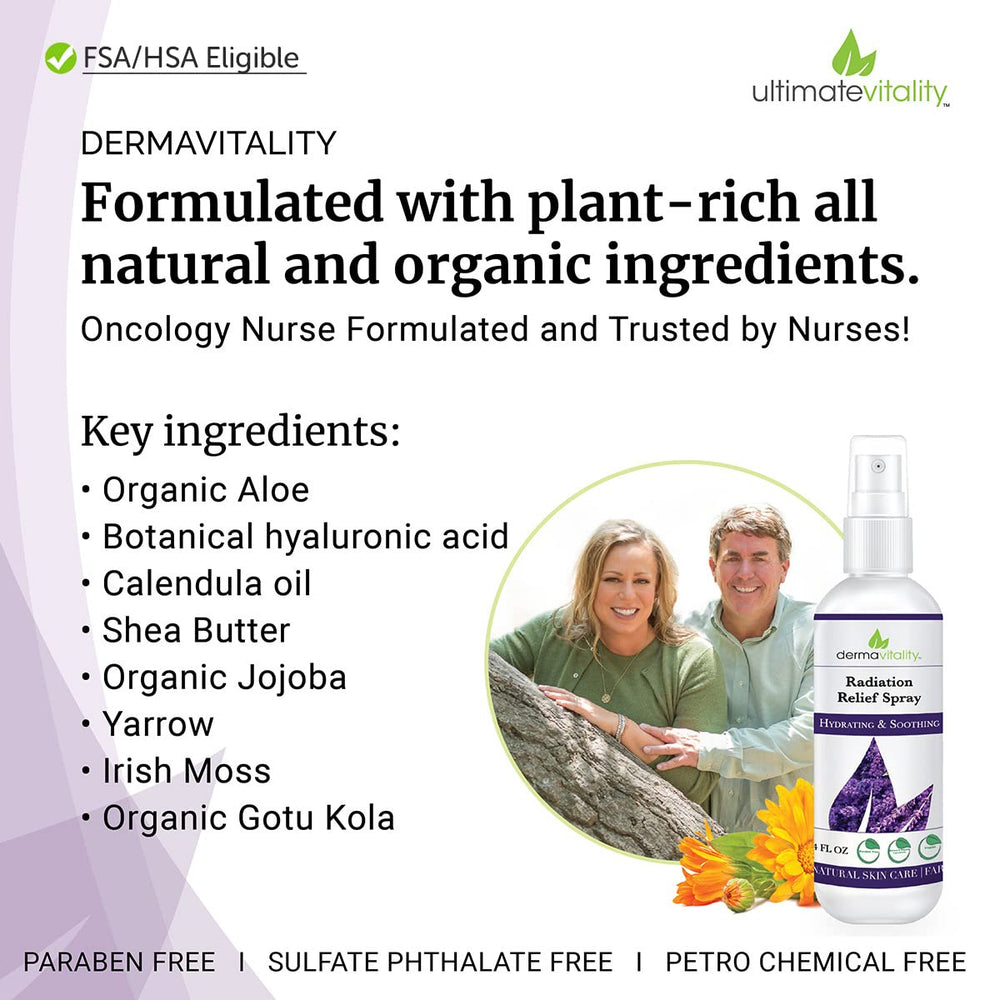 Ingredients layout of UltimateVitality spray featuring calendula and arnica