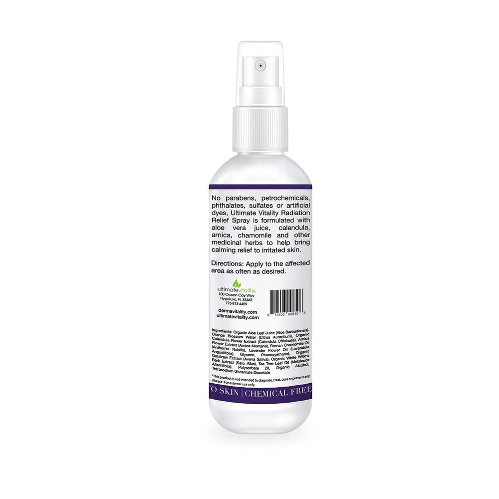 UltimateVitality spray mist close-up highlighting calendula and arnica ingredients