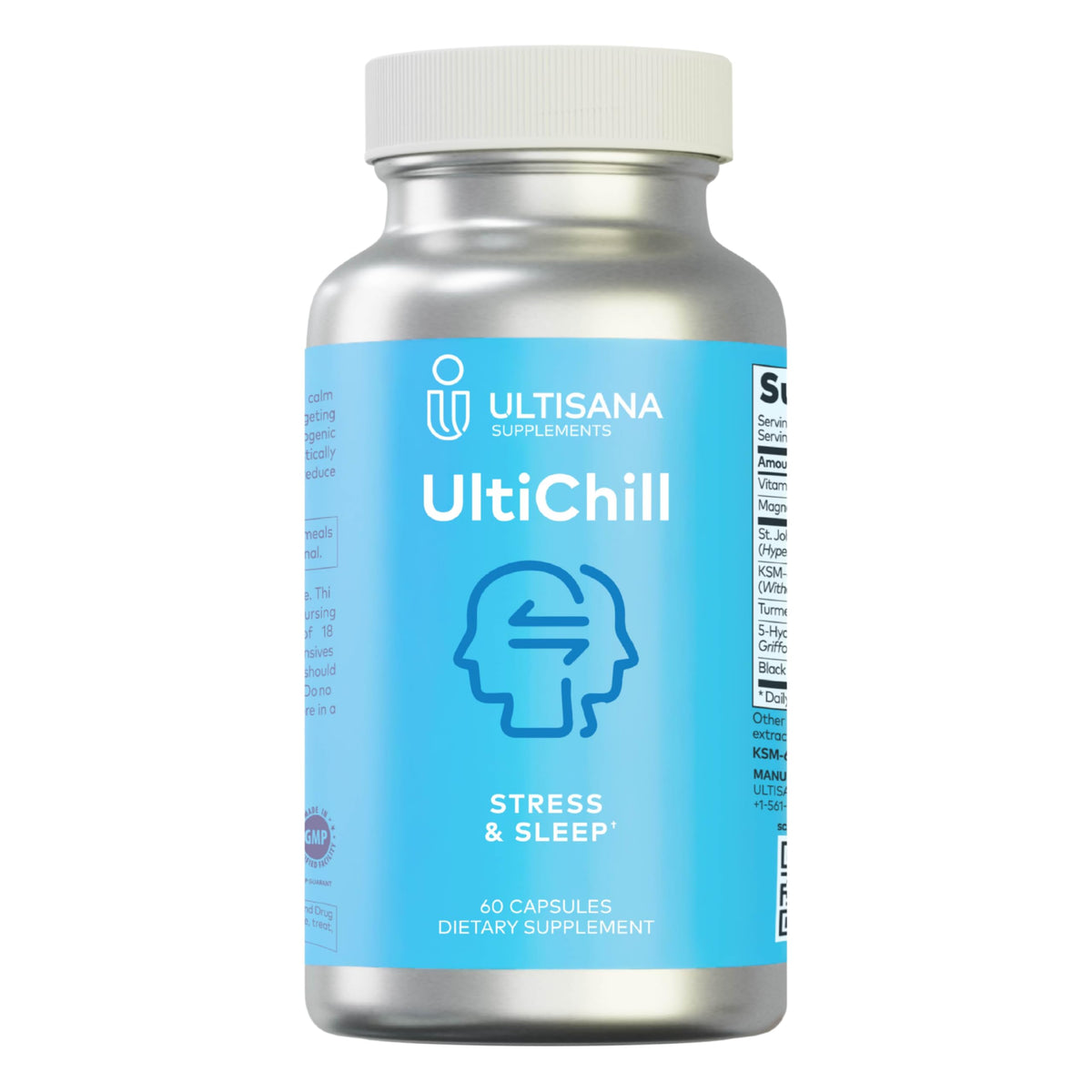 Ultisana UltiChill bottle and capsules for everyday mood support and calm.
