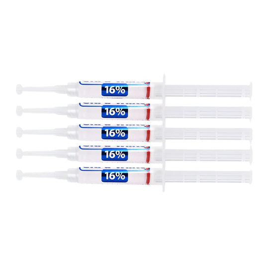 Ultra White 16% gel syringes for at-home tray whitening.