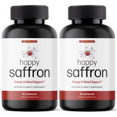 Ultra6 Nutrition Happy Saffron bottle: supports mood and energy naturally.