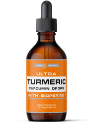 Ultra6 Nutrition liquid turmeric curcumin bottle with dropper for easy dosing.