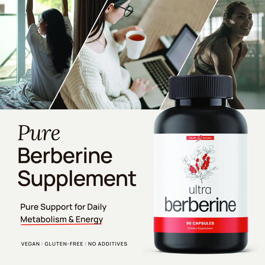 Ultra6 Nutrition Ultra Berberine capsules closeup highlighting 600 mg per capsule use