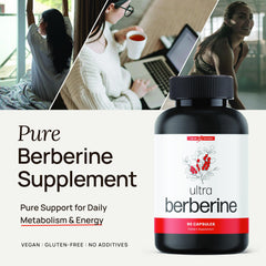 Ultra6 Nutrition Ultra Berberine capsules closeup highlighting 600 mg per capsule use