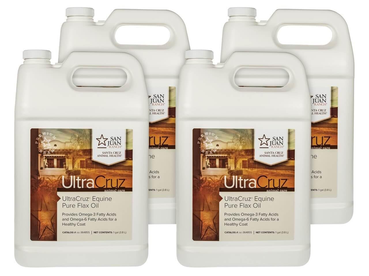 UltraCruz Equine Pure Flax Oil measuring cup for accurate portions.