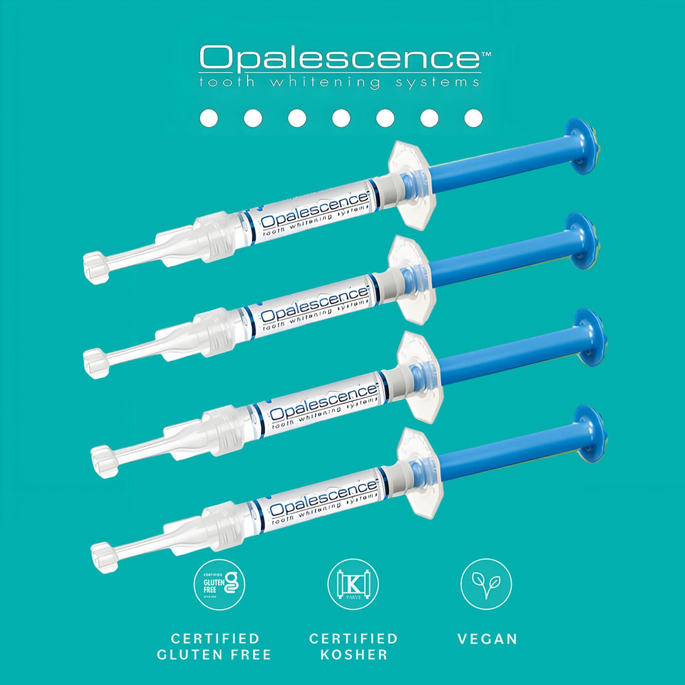 ULTRADENT Opalescence tray compatibility demonstrates secure at-home whitening fit.