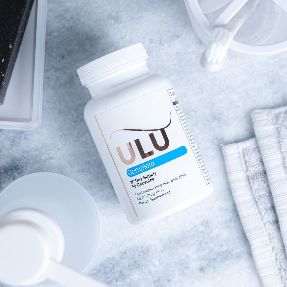ULULIFE collagen-keratin nutrients close-up indicating nail and skin strength benefits.