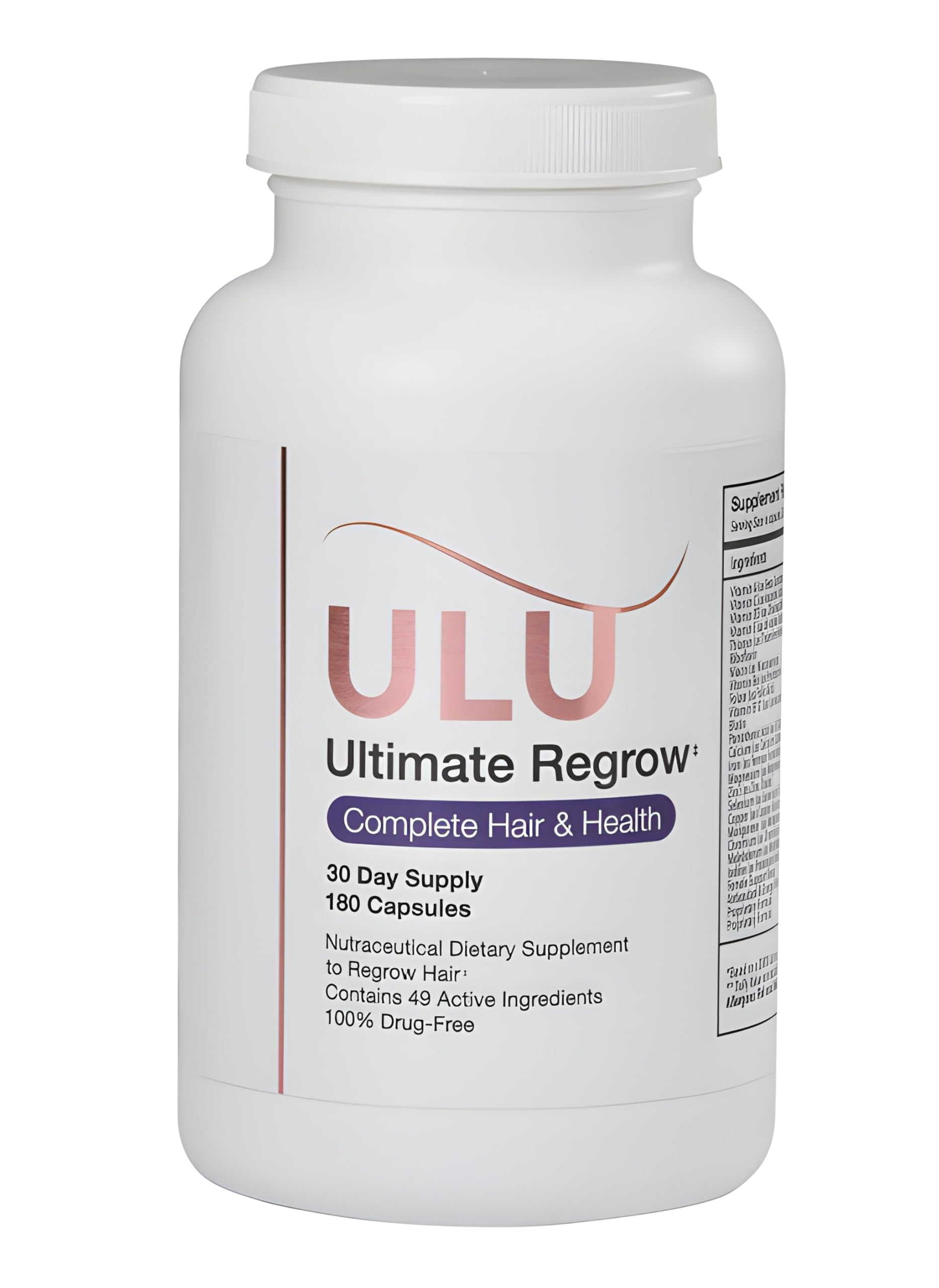 ULULIFE Ultimate Regrow bottle closeup with branding and hair care focus