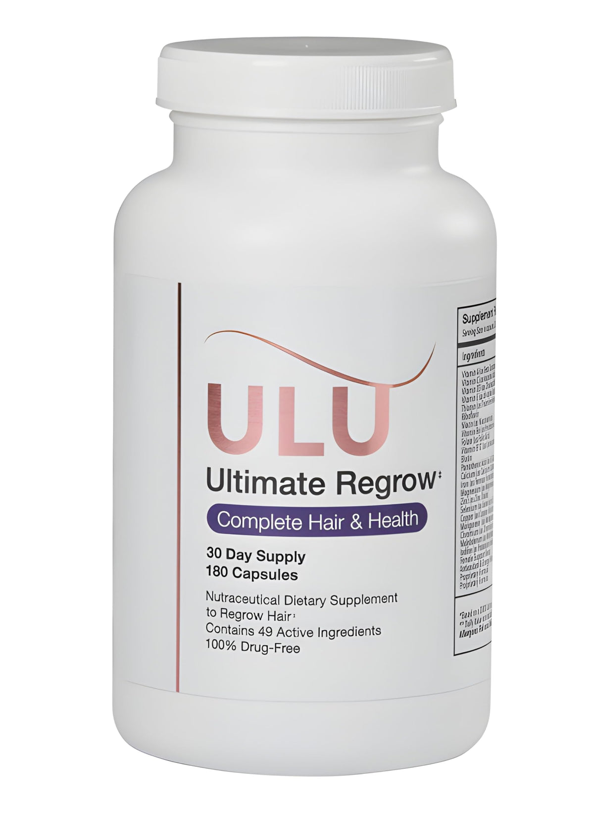 ULULIFE Ultimate Regrow bottle closeup with branding and hair care focus