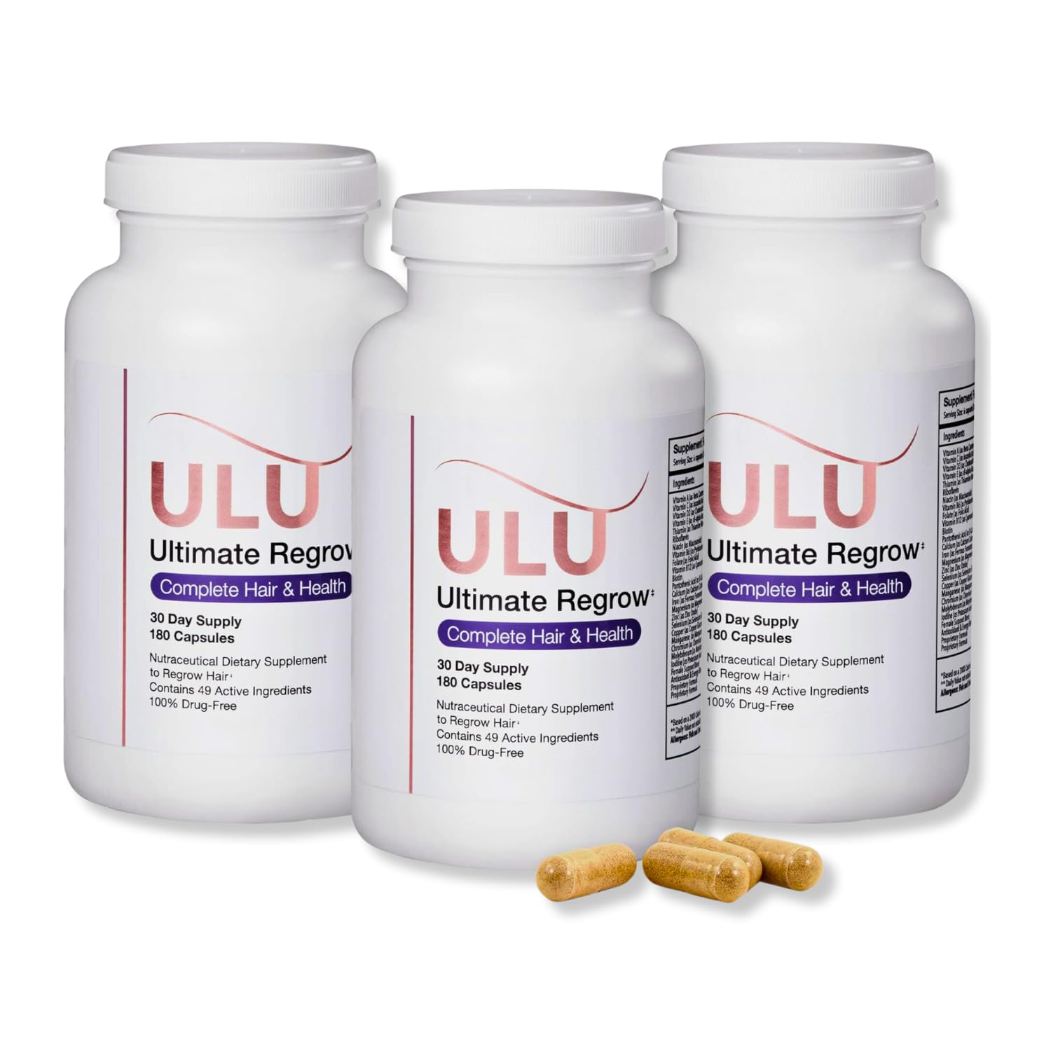 ULULIFE Ultimate Regrow Multivitamin bottle front for daily wellness support.