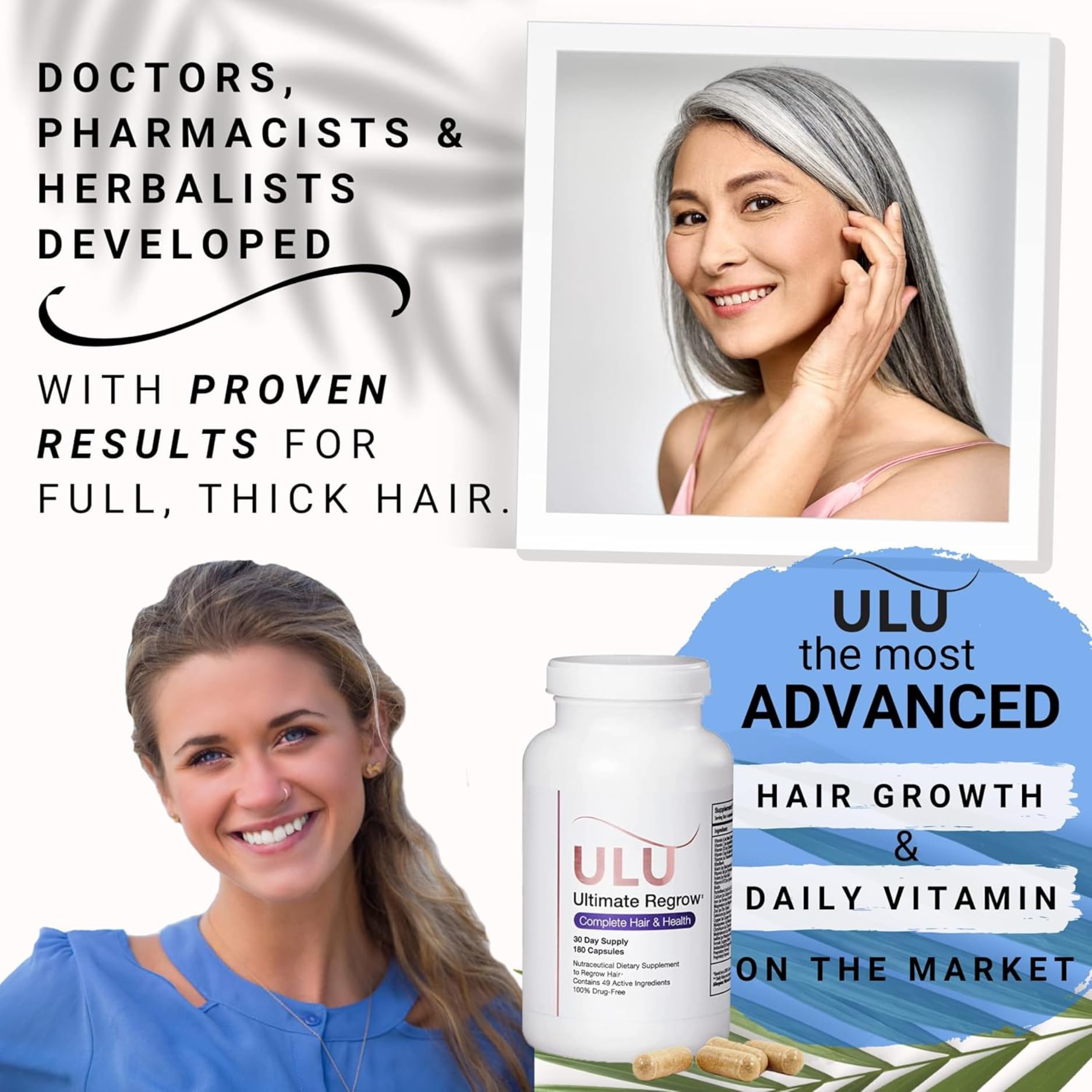 ULULIFE label close-up shows biotin and collagen ingredients for beauty support.