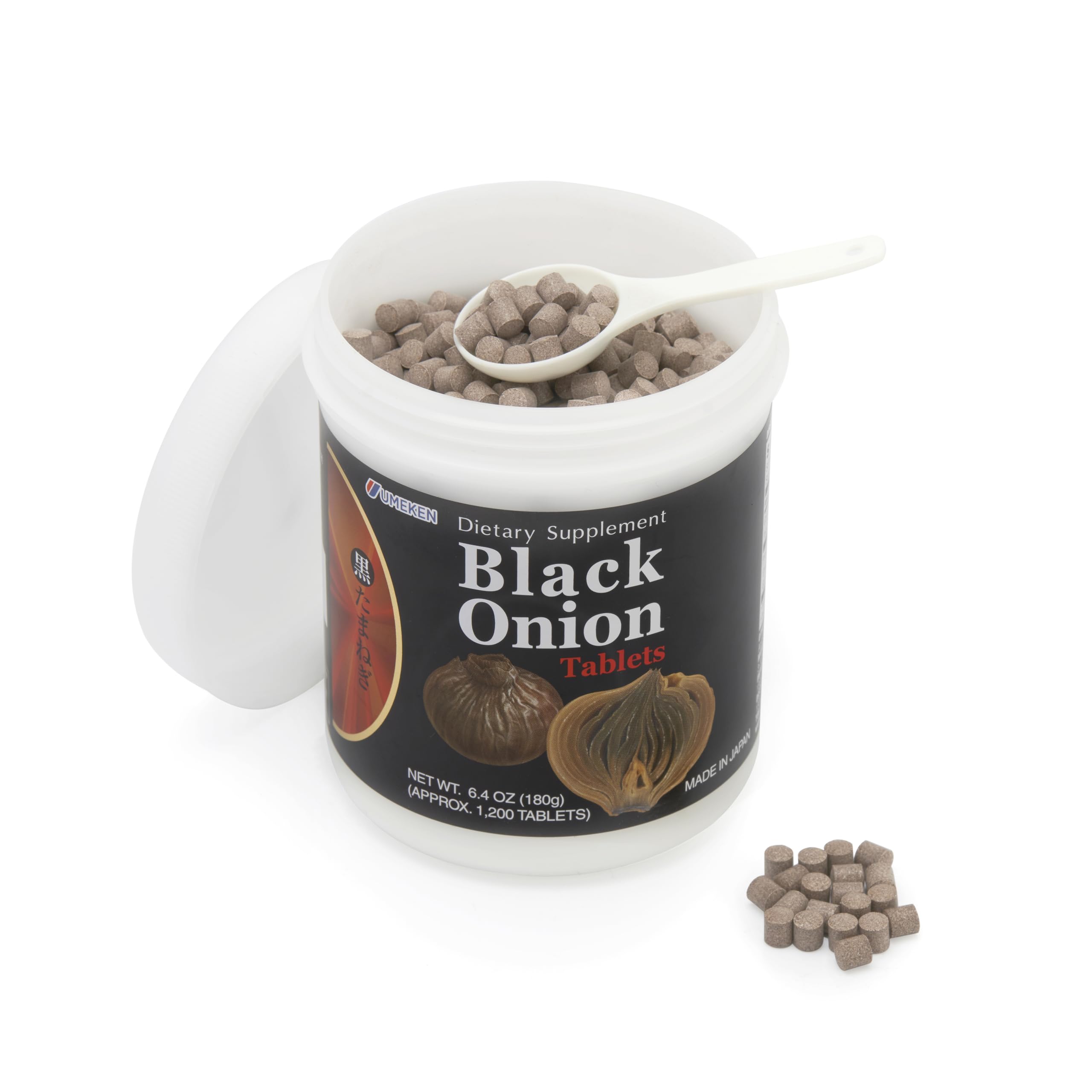 Close-up of Umeken Black Onion tablets for convenient, daily nutrition.